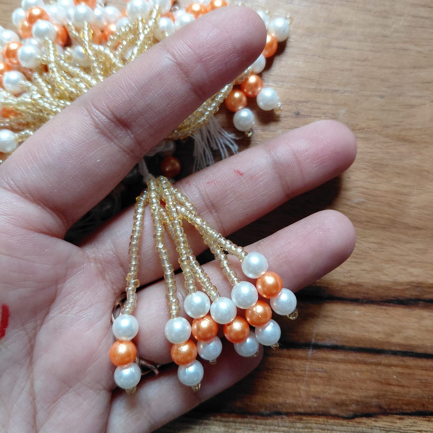 Cute Pearls with crystal Tassel Latkan Diwali Decoration 10 pcs - Moti Beads Latkans for Jewellery and Crafts