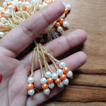 Cute Pearls with crystal Tassel Latkan Diwali Decoration 10 pcs - Moti Beads Latkans for Jewellery and Crafts