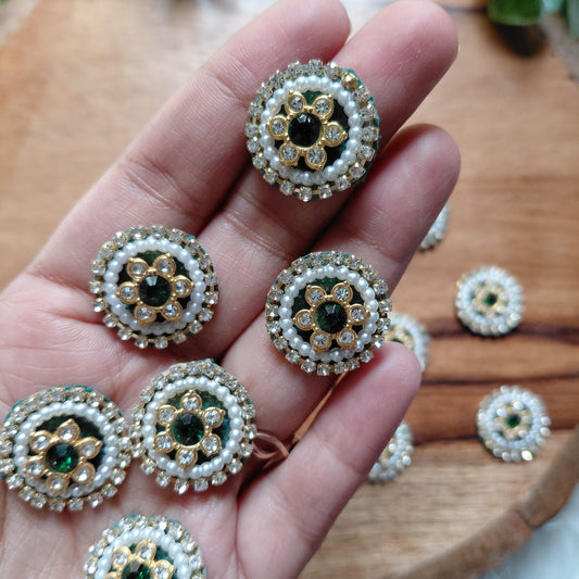 Ethnic Round Green Patch small 10 pcs - Elegant HandCrafted Diwali DIY Booti Decoration