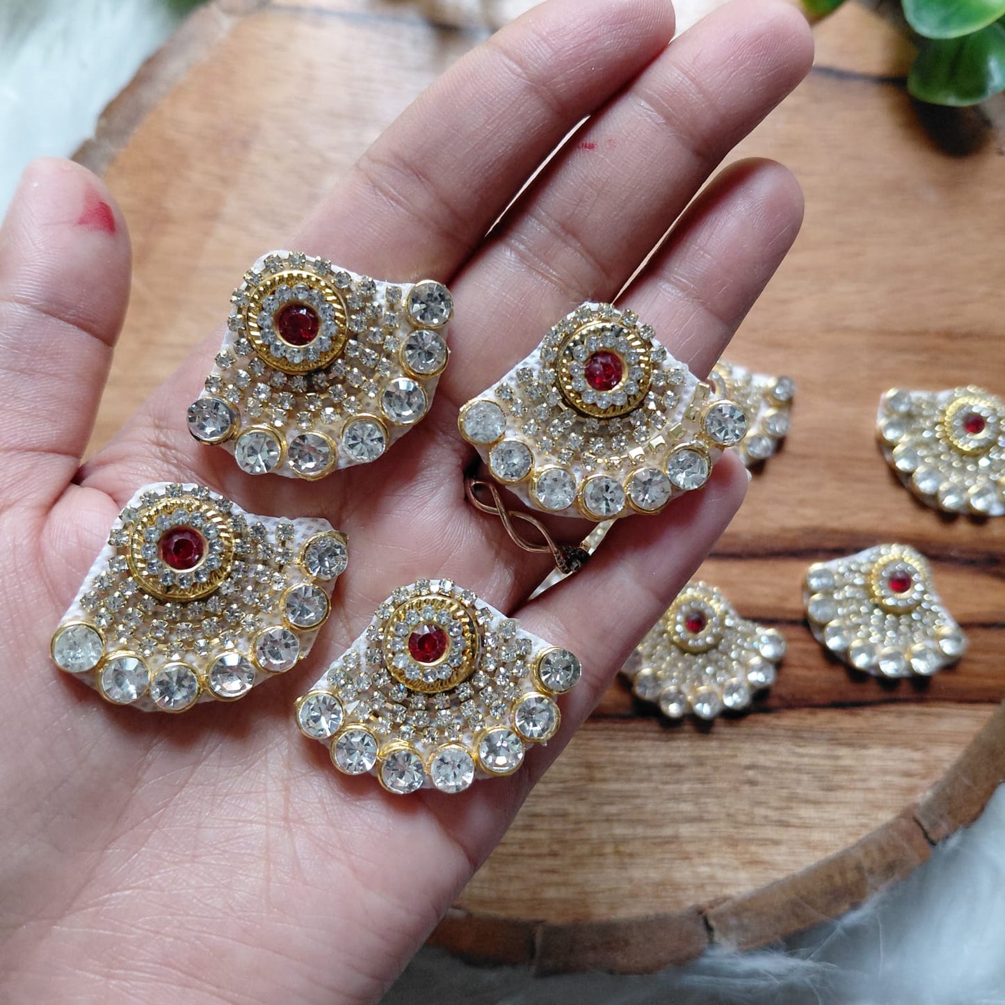 Premium Crystal Red Booti Patch 5pcs - Elegant HandCrafted Diwali DIY Booti Decoration