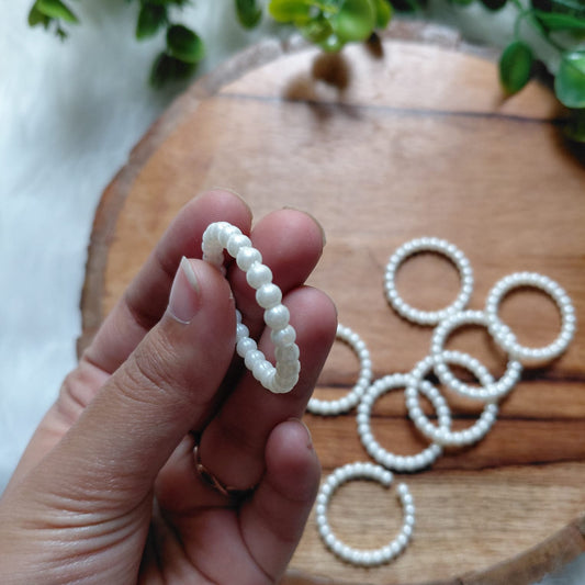 Small White Moti Rings Plastic Pearls Beads 10 pcs 20mm - Diwali Decoration- Pearl Beads Bangles for Jewellery and Crafts