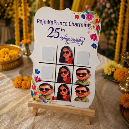 Personalized 'Tic Tac Toe' Acrylic Game Board for Wedding Birthdays & Mehendi Fun | Customized Couple Party Game