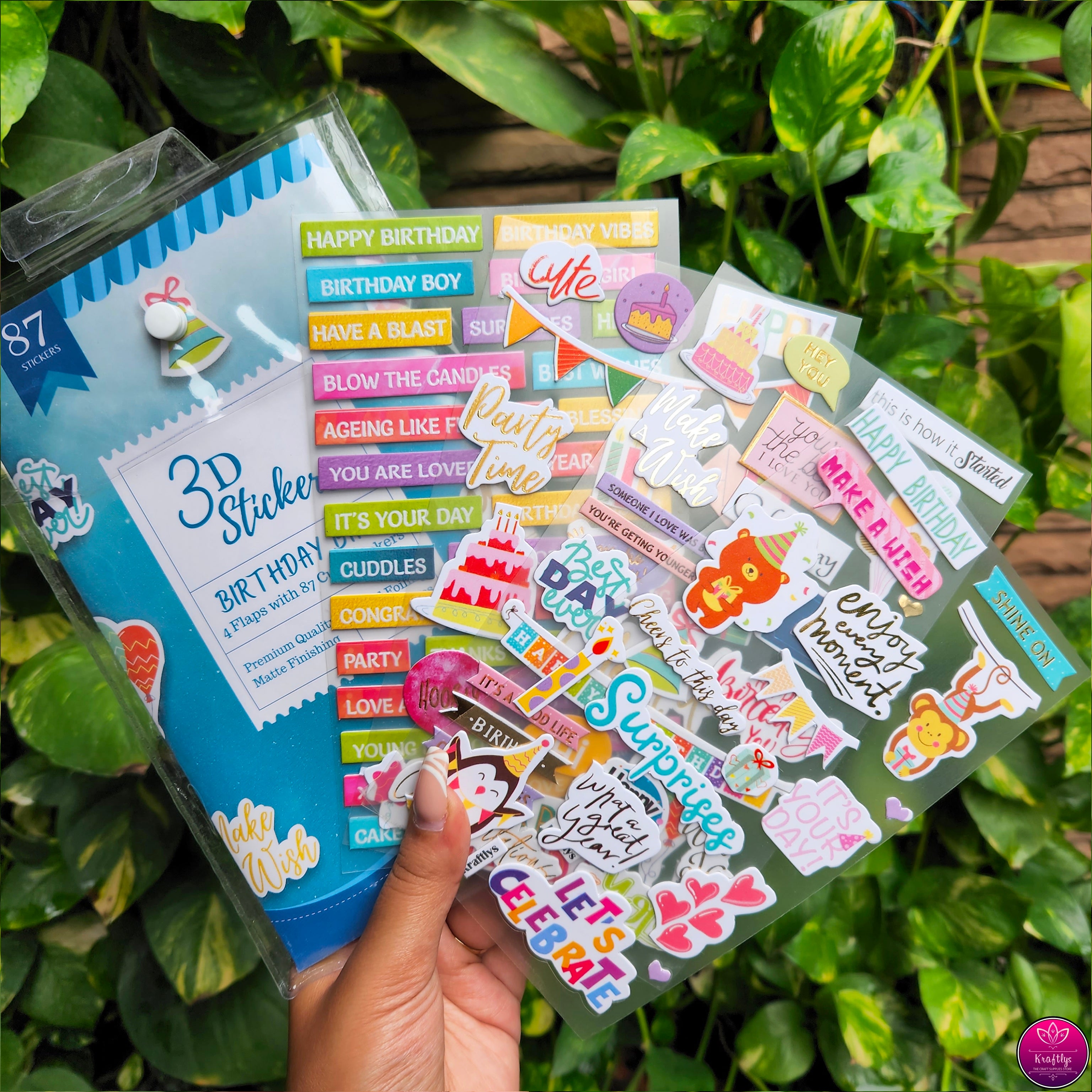 KRAFTLYS 3D Sticker – BIRTHDAY BASH | Foiled & Embossed Paperboard ...