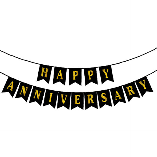 HAPPY ANNIVERSARY BANNER | GOLDEN FOILED