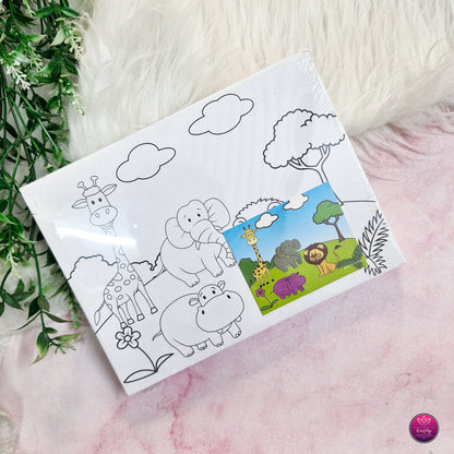 Animal Theme Canvas Painting Kit for Kids – DIY Colouring Art Set - BIG
