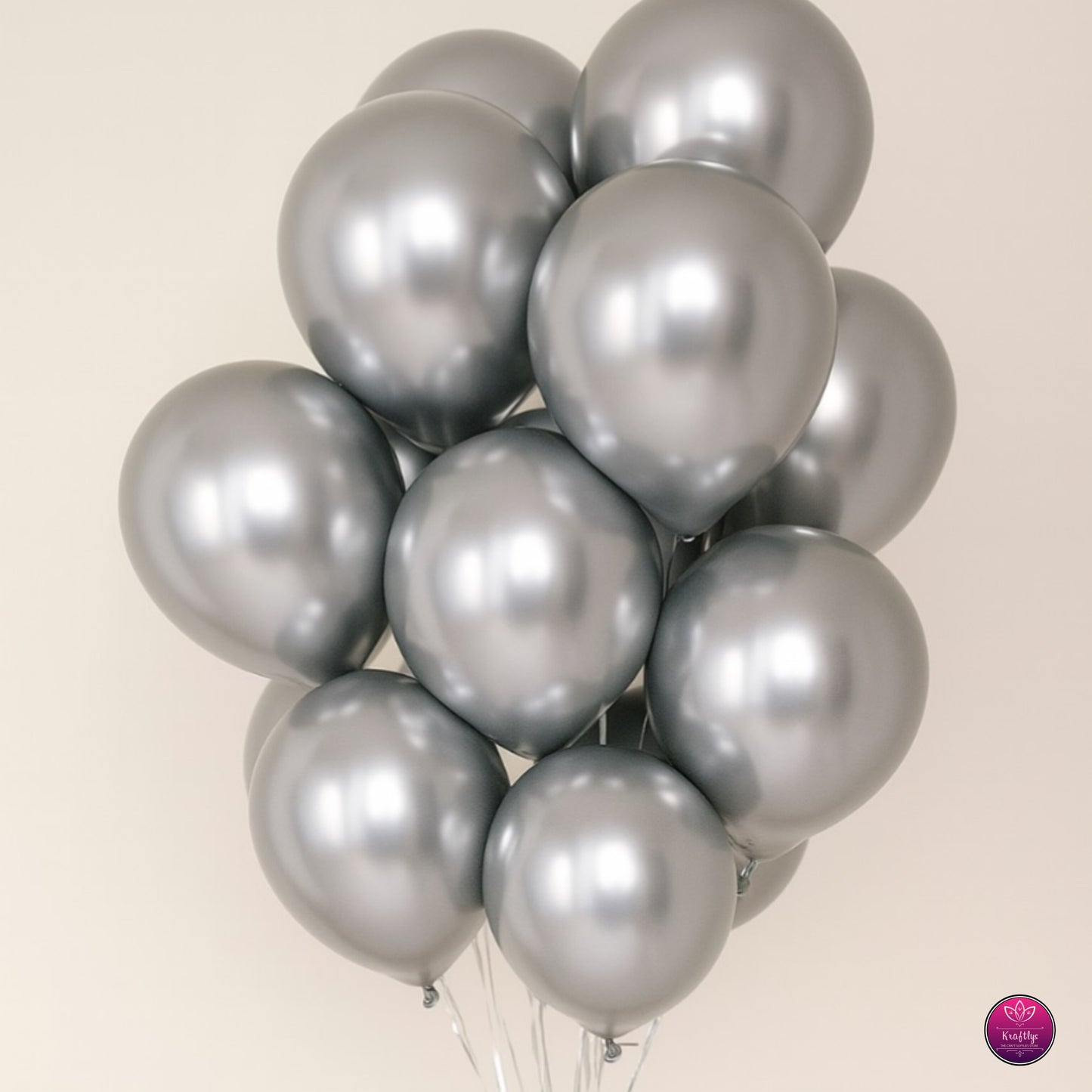Metallic Chrome Helium Balloons – Shiny Party Decor | Pack of 50 Pcs