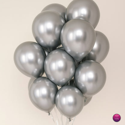 Metallic Chrome Helium Balloons – Shiny Party Decor | Pack of 50 Pcs