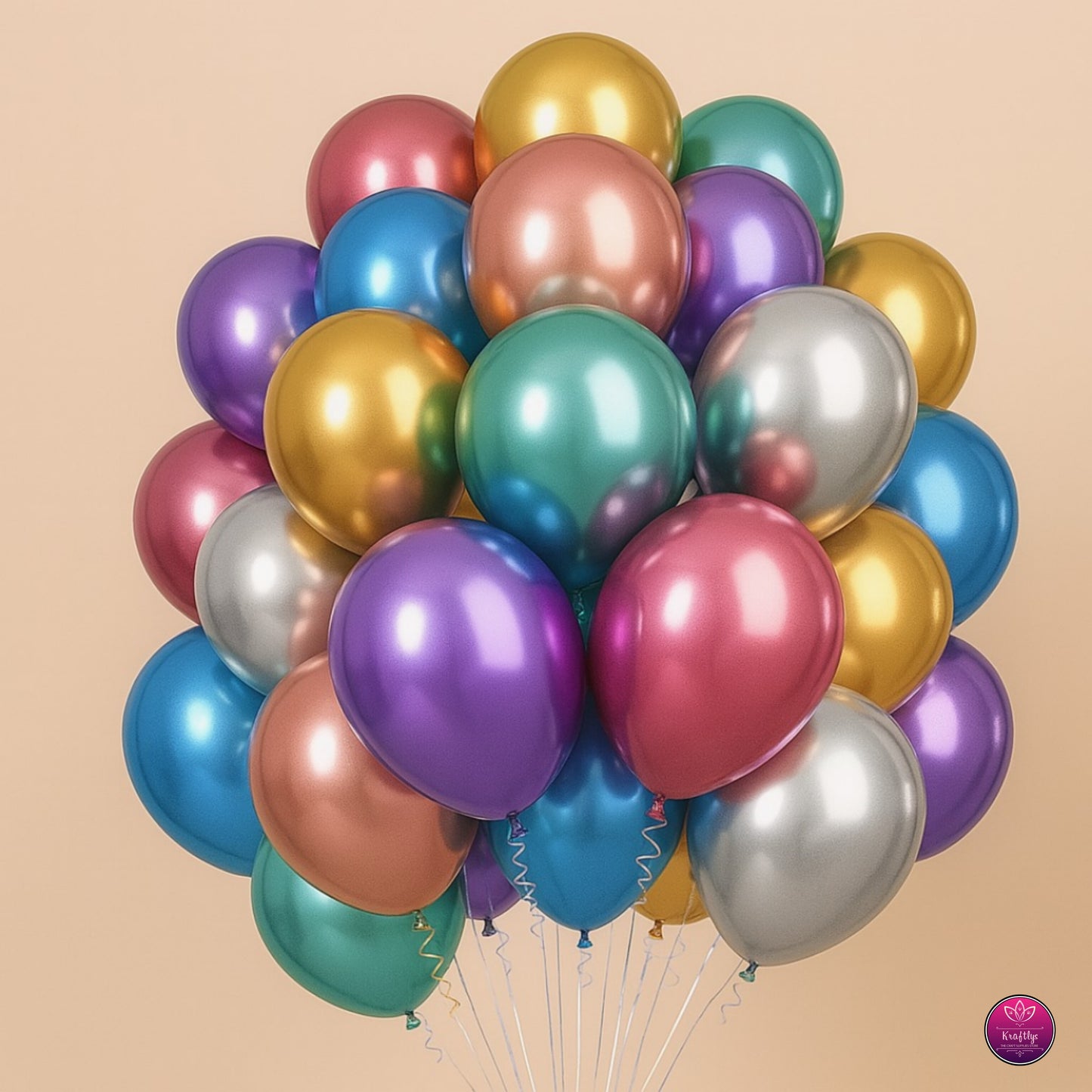 Metallic Chrome Helium Balloons – Shiny Party Decor | Pack of 50 Pcs