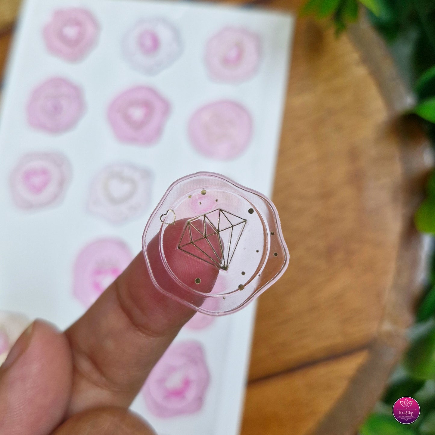 3D CUTE TRANSPARENT PINTERESTY WAX STAMP STICKER - WATERPROOF PVC STICKER