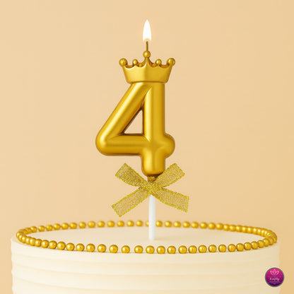 Gold Metallic Number Candle Cake Topper – Birthday Decoration for Cakes
