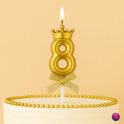 Gold Metallic Number Candle Cake Topper – Birthday Decoration for Cakes