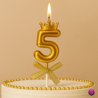 Gold Metallic Number Candle Cake Topper – Birthday Decoration for Cakes
