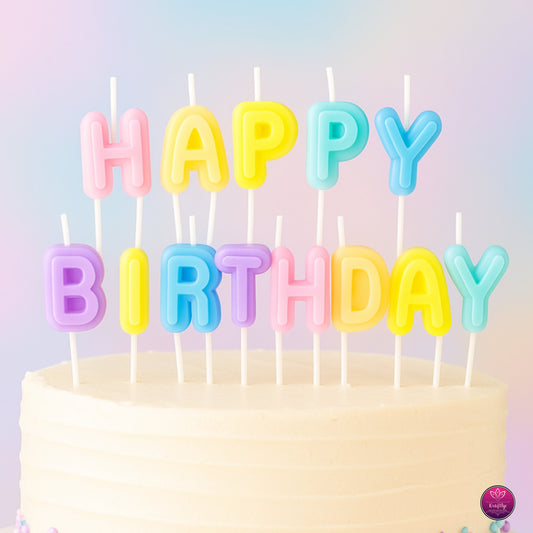 Pastel Happy Birthday Letter Candles - Birthday Celebration Candles