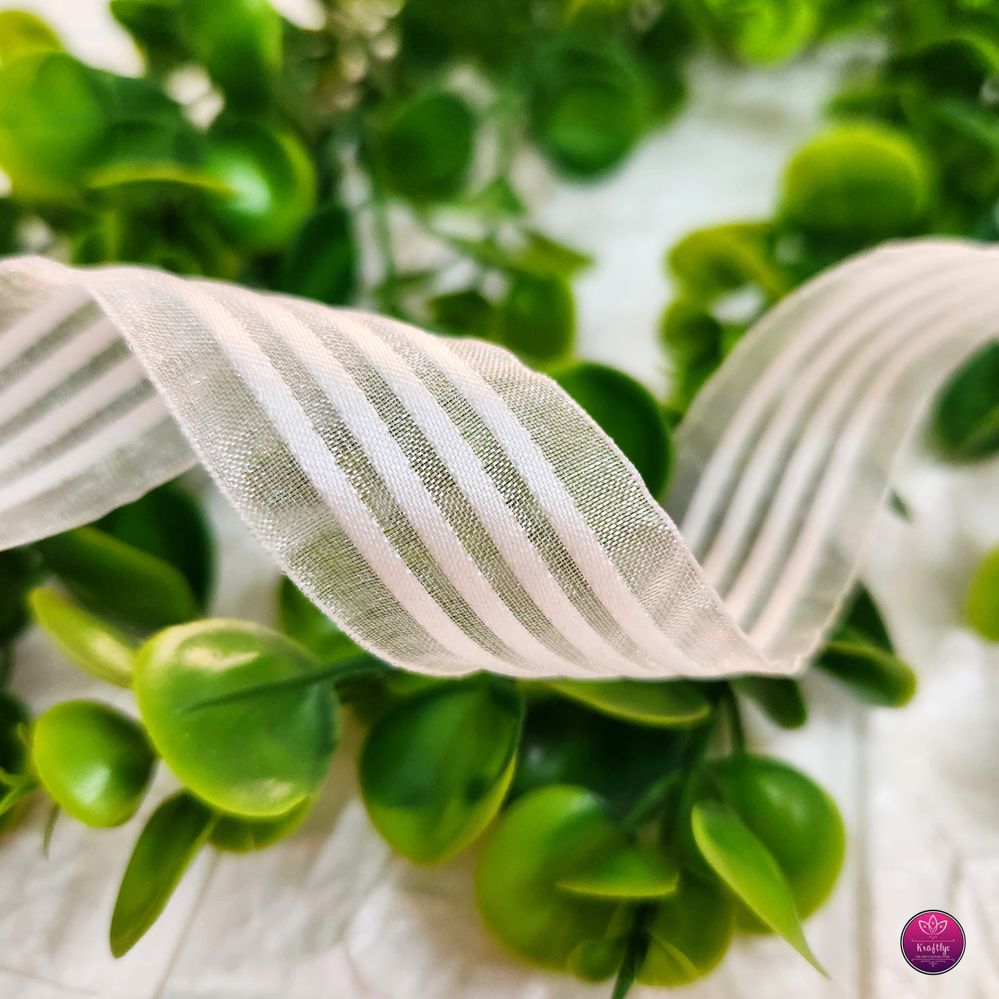 Sheer White Organza Ribbon With Stripes - Decorative Ribbon for Gift Wrapping, Crafts & Events
