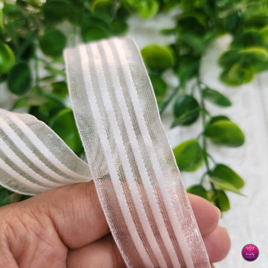 Sheer White Organza Ribbon With Stripes - Decorative Ribbon for Gift Wrapping, Crafts & Events