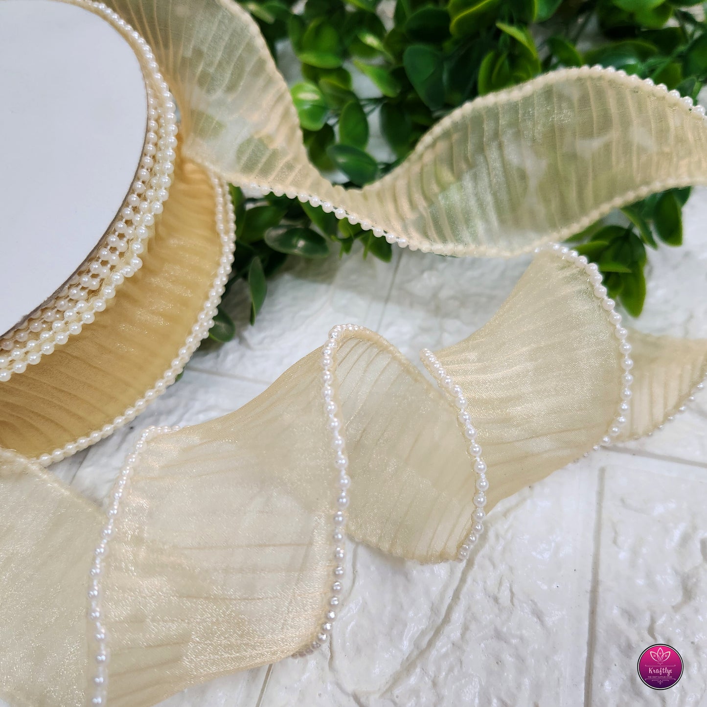 2 Inch Elegant Pearl Organza Ribbon - Decorative Ribbon for Gift Wrapping, Crafts & Events