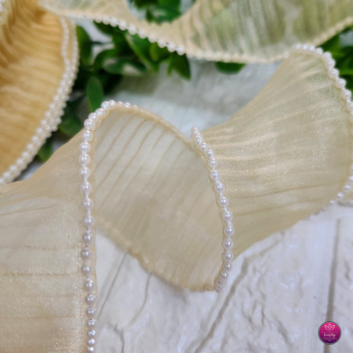 2 Inch Elegant Pearl Organza Ribbon - Decorative Ribbon for Gift Wrapping, Crafts & Events
