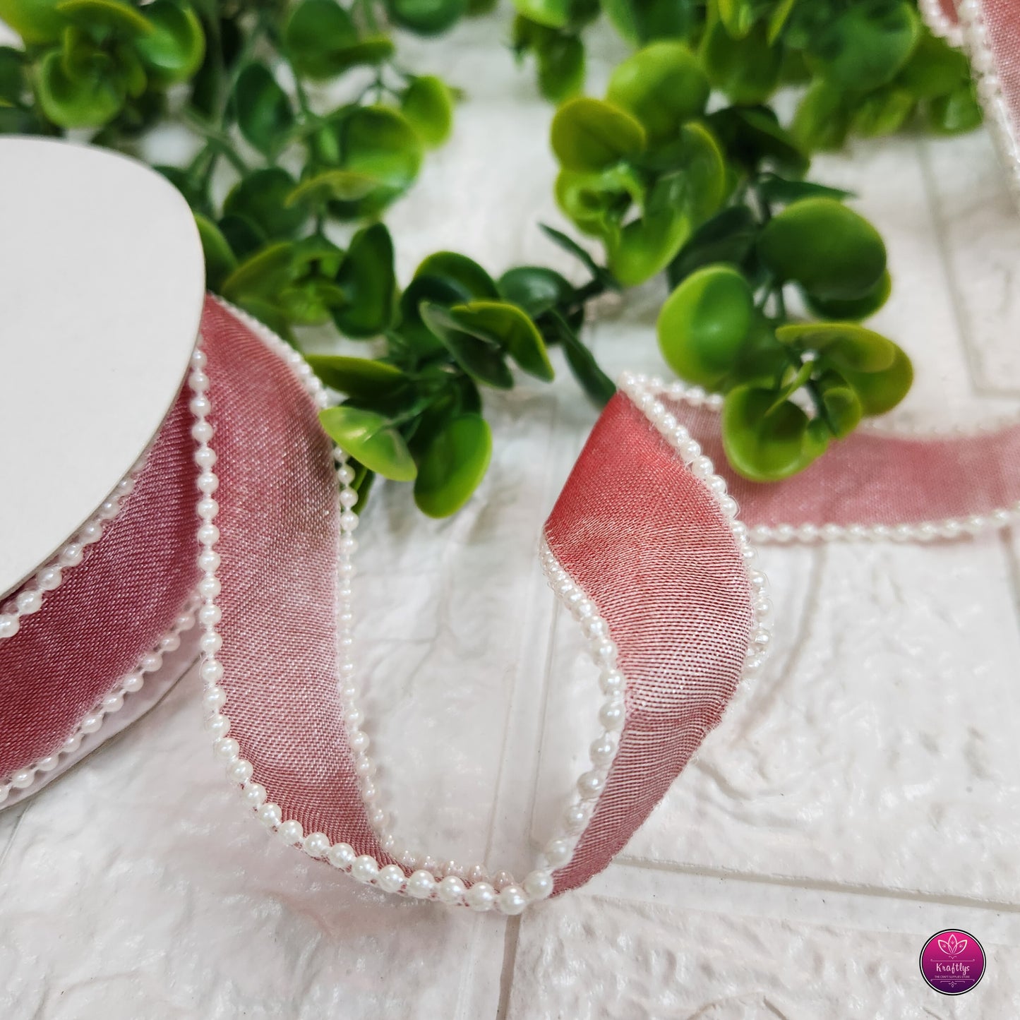 1 Inch Elegant Pearl Organza Ribbon - Decorative Ribbon for Gift Wrapping, Crafts & Events