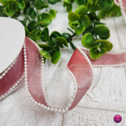 1 Inch Elegant Pearl Organza Ribbon - Decorative Ribbon for Gift Wrapping, Crafts & Events