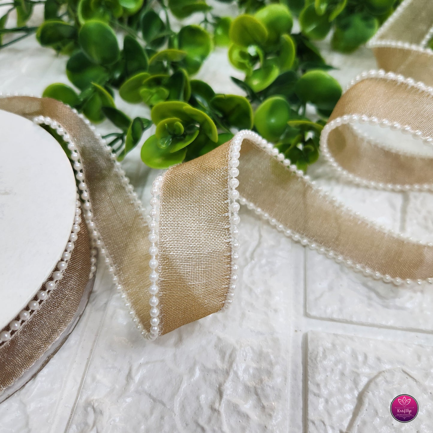1 Inch Elegant Pearl Organza Ribbon - Decorative Ribbon for Gift Wrapping, Crafts & Events