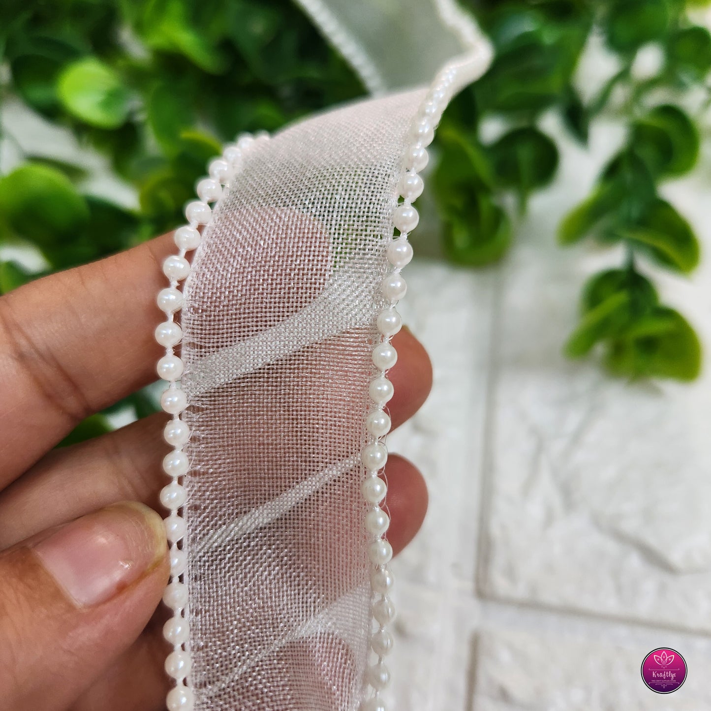 1 Inch Elegant Pearl Organza Ribbon - Decorative Ribbon for Gift Wrapping, Crafts & Events