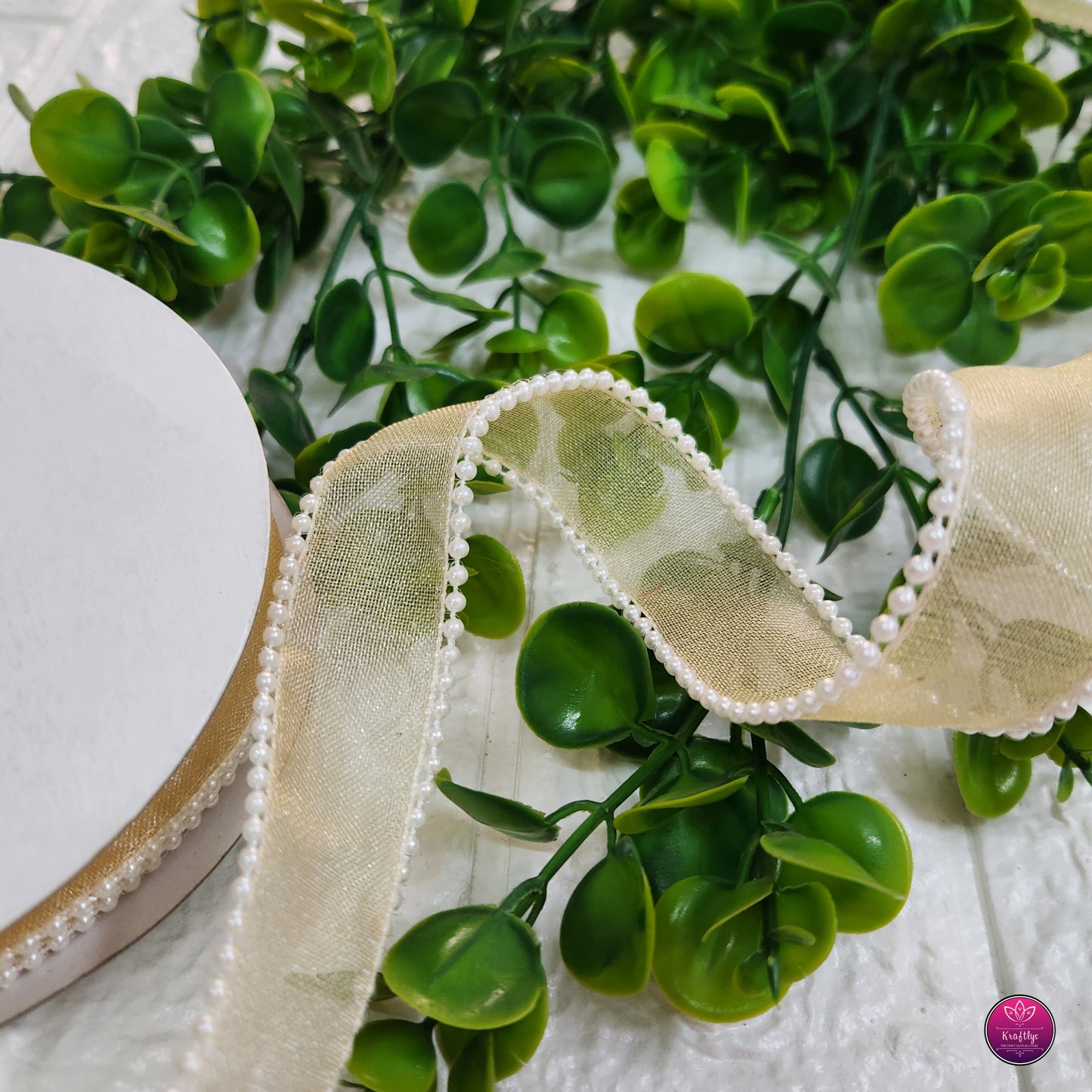 1 Inch Elegant Pearl Organza Ribbon - Decorative Ribbon for Gift Wrapping, Crafts & Events