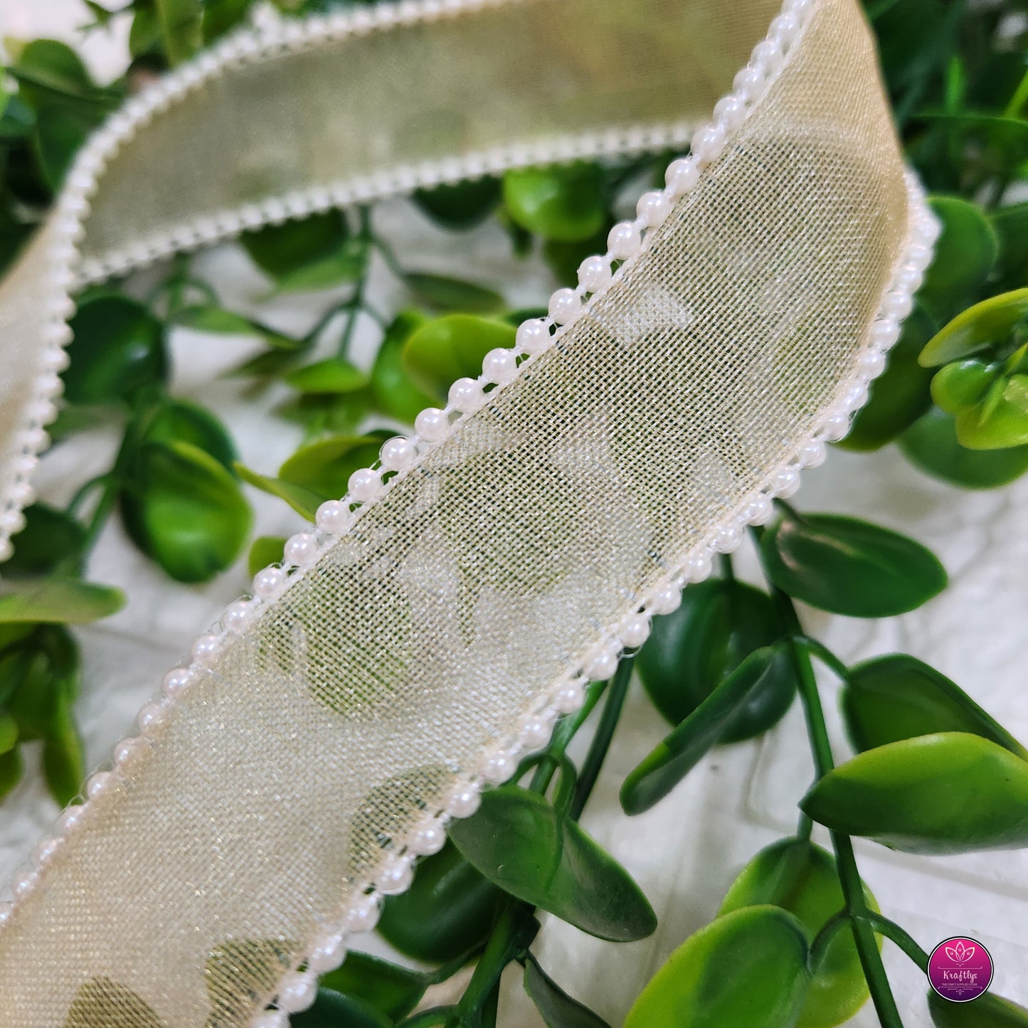 1 Inch Elegant Pearl Organza Ribbon - Decorative Ribbon for Gift Wrapping, Crafts & Events