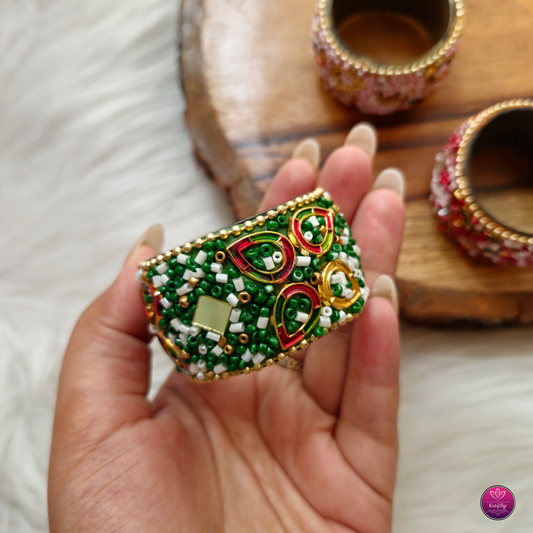 Decorative Beads Embellishment Tea Light Holders 2pc - Handcrafted Floral Diwali Decorative T Light Holder