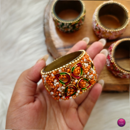 Decorative Beads Embellishment Tea Light Holders 2pc - Handcrafted Floral Diwali Decorative T Light Holder