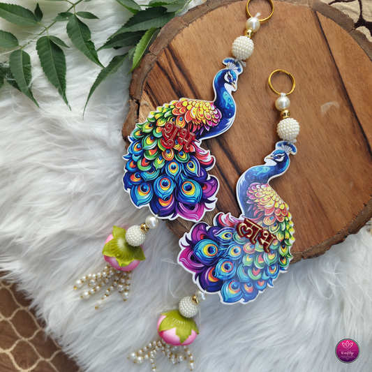 Peacock Shubh Labh Handmade Decorative Latkan for Diwali – Door Hanging Toran for Festive Home Décor