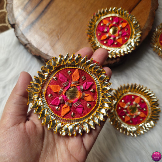 Small Fabric Gota Buti Patch 2pcs - Elegant HandCrafted Diwali DIY Booti Decoration
