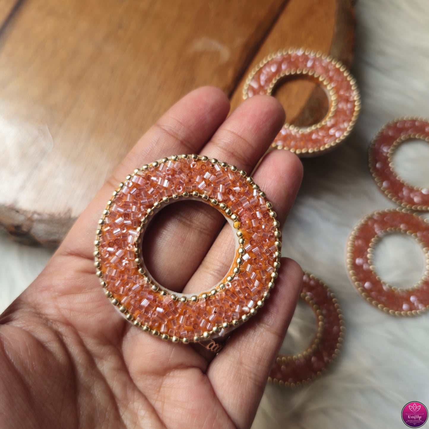 Cutdana & Beaded Round Decorative Patch 2pcs - Elegant HandCrafted Diwali DIY Decoration
