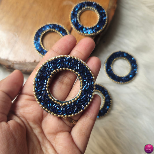 Cutdana & Beaded Round Decorative Patch 2pcs - Elegant HandCrafted Diwali DIY Decoration