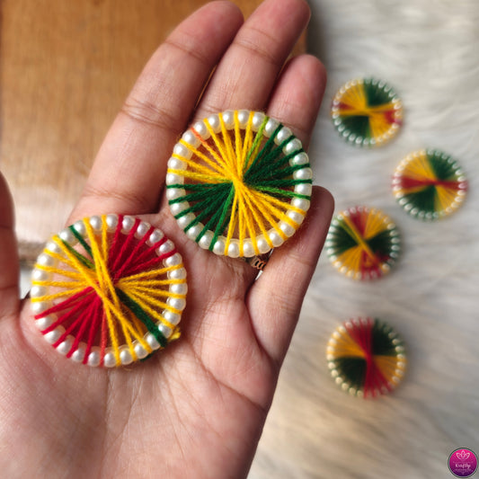 Pearl Multicolor Thread Ring Small 5pcs - Elegant HandCrafted Diwali Booti DIY Decoration