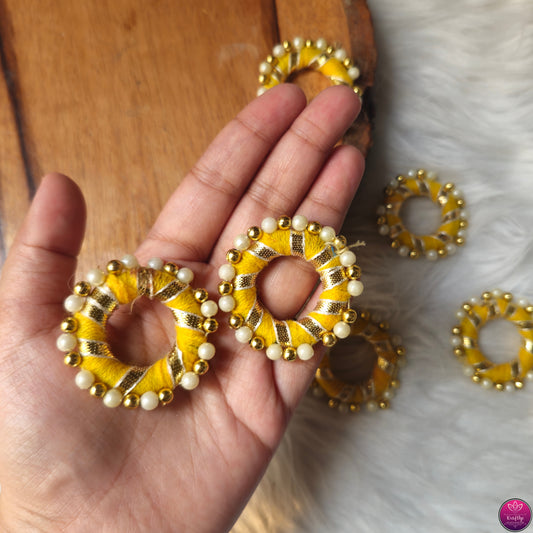 Pearl Yellow Round Ring Small 10pcs - Elegant HandCrafted Diwali Booti DIY Decoration