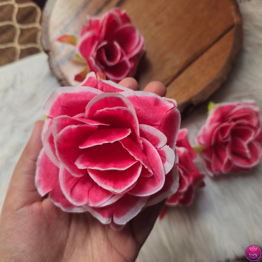Pink Big Artificial Rose Flowers 10pcs - Elegant HandCrafted Diwali DIY Decoration