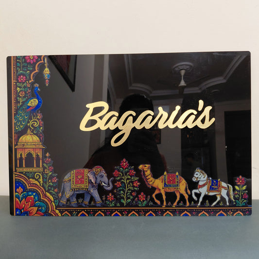 Custom Royal Rajasthani Acrylic Name Plate for Home | Personalized Nameplate