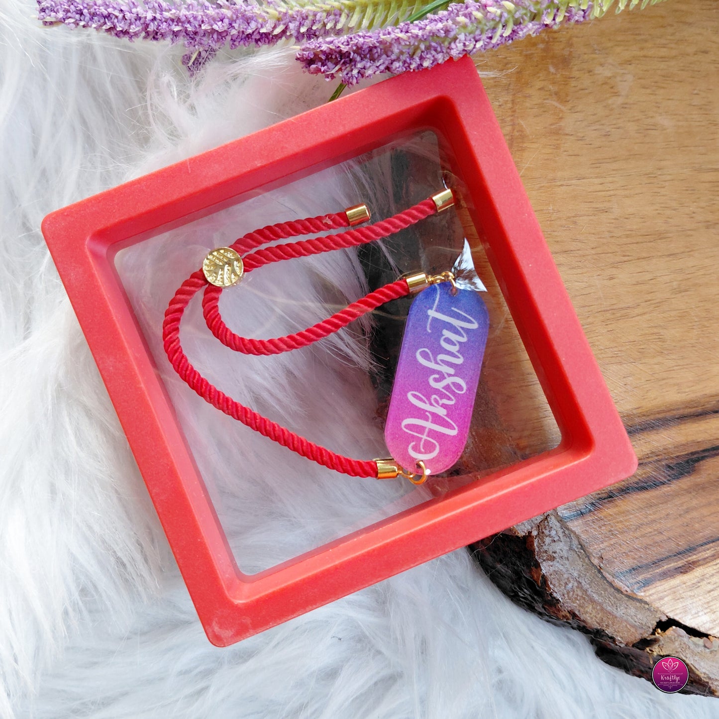 Personalized Acrylic Name Rakhi Premium Bracelet- Custom Name Brother Rakhi