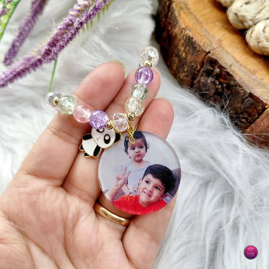 Personalized Acrylic Photo Rakhi Colorful Pastel Charm Bracelet- Custom Picture Kids Rakhi