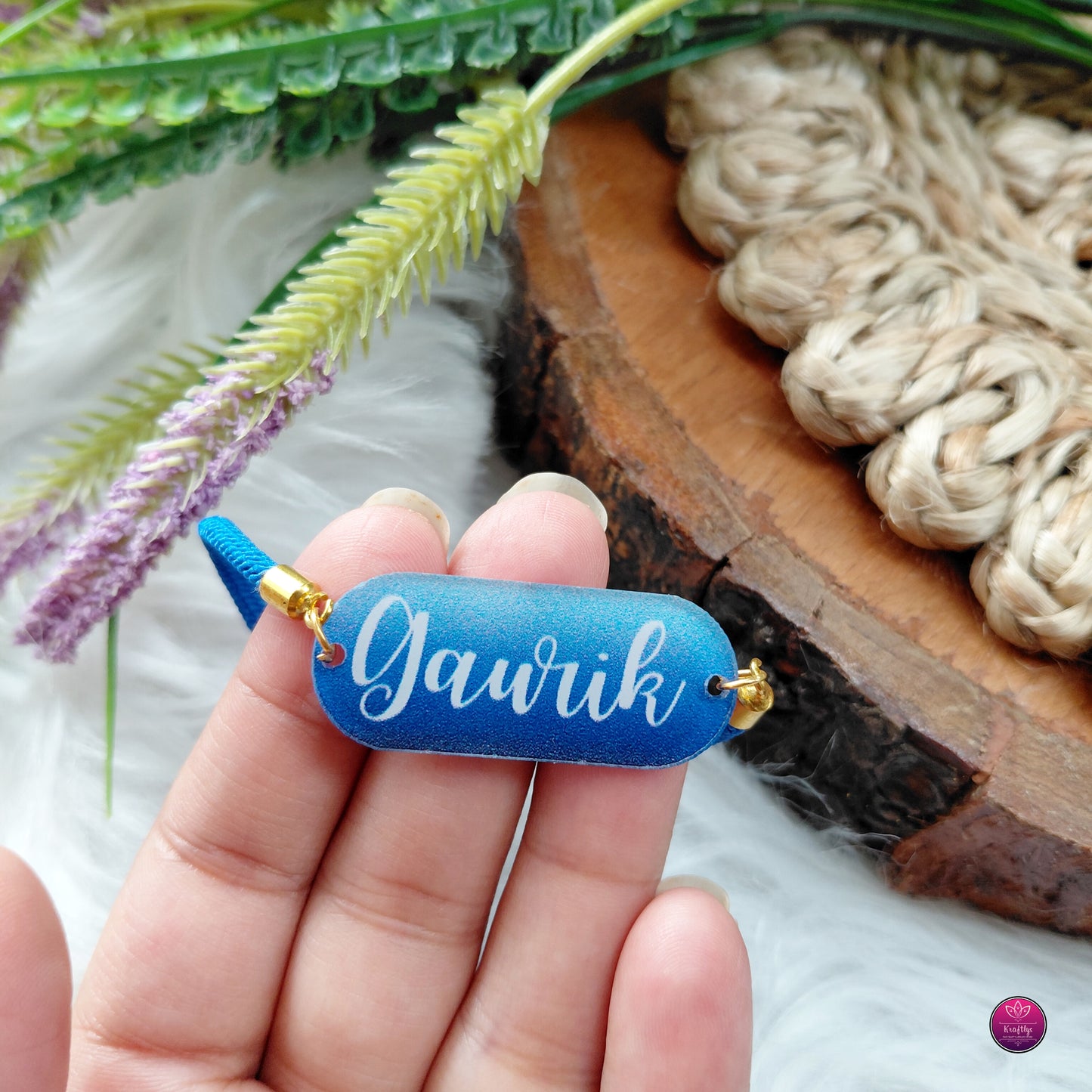 Personalized Acrylic Name Rakhi Premium Bracelet- Custom Name Brother Rakhi