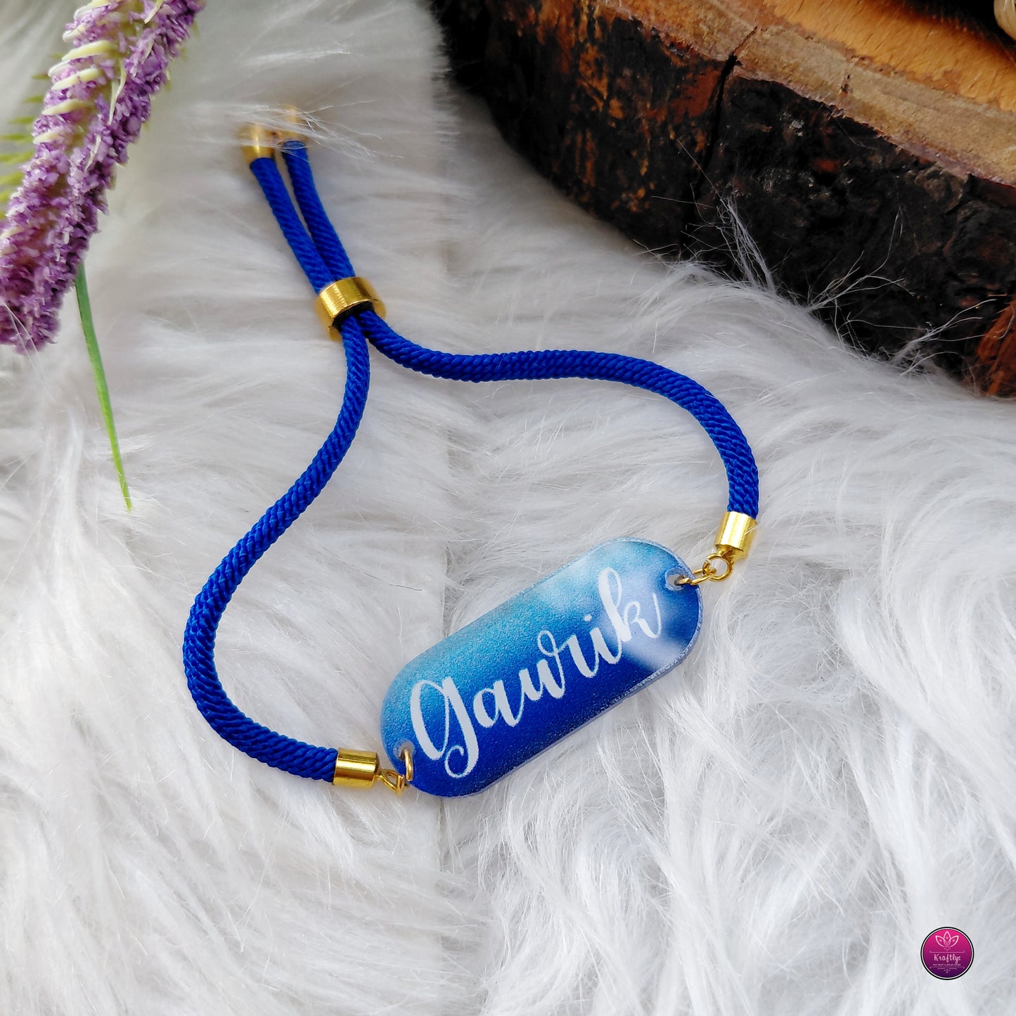 Personalized Acrylic Name Rakhi Premium Bracelet- Custom Name Brother Rakhi