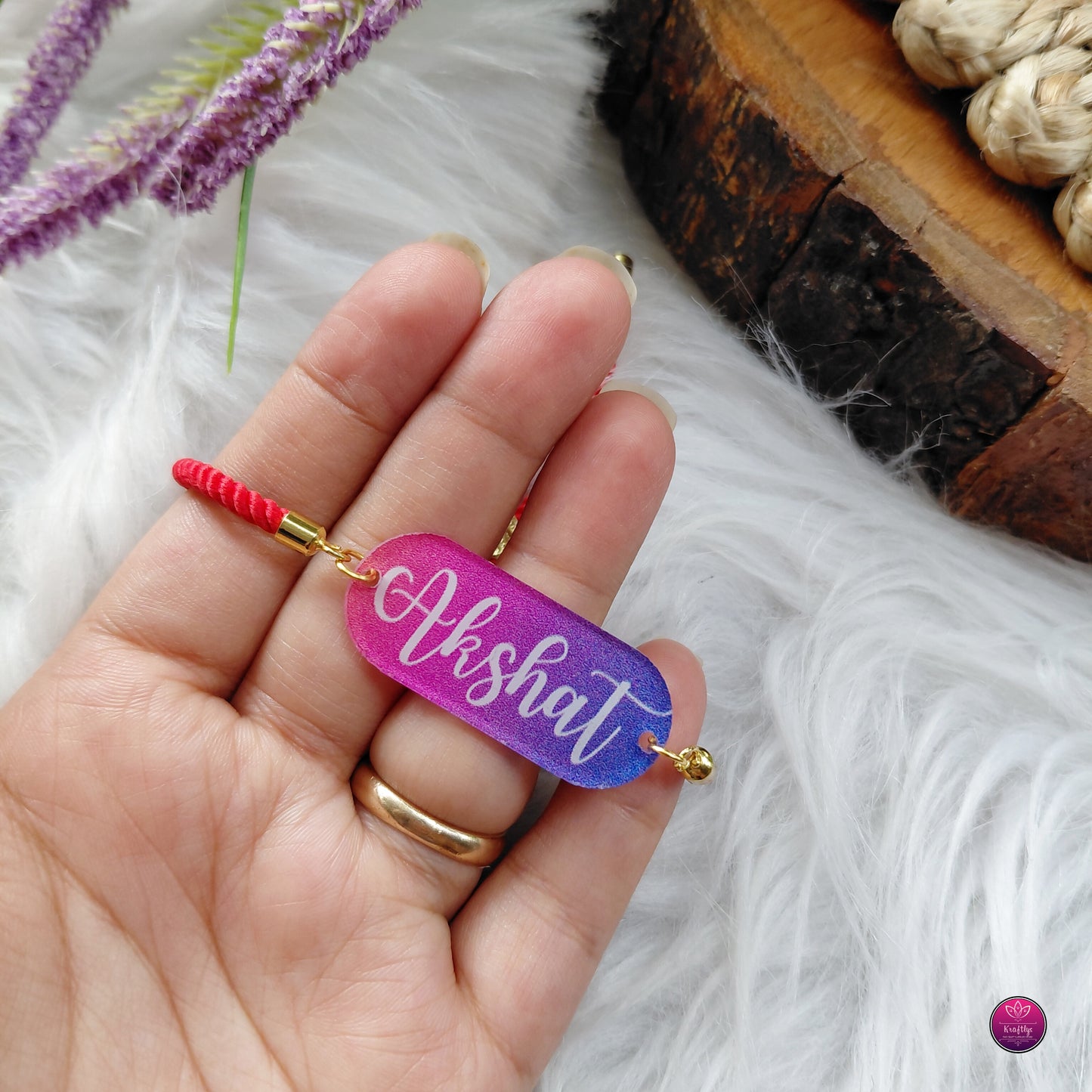 Personalized Acrylic Name Rakhi Premium Bracelet- Custom Name Brother Rakhi