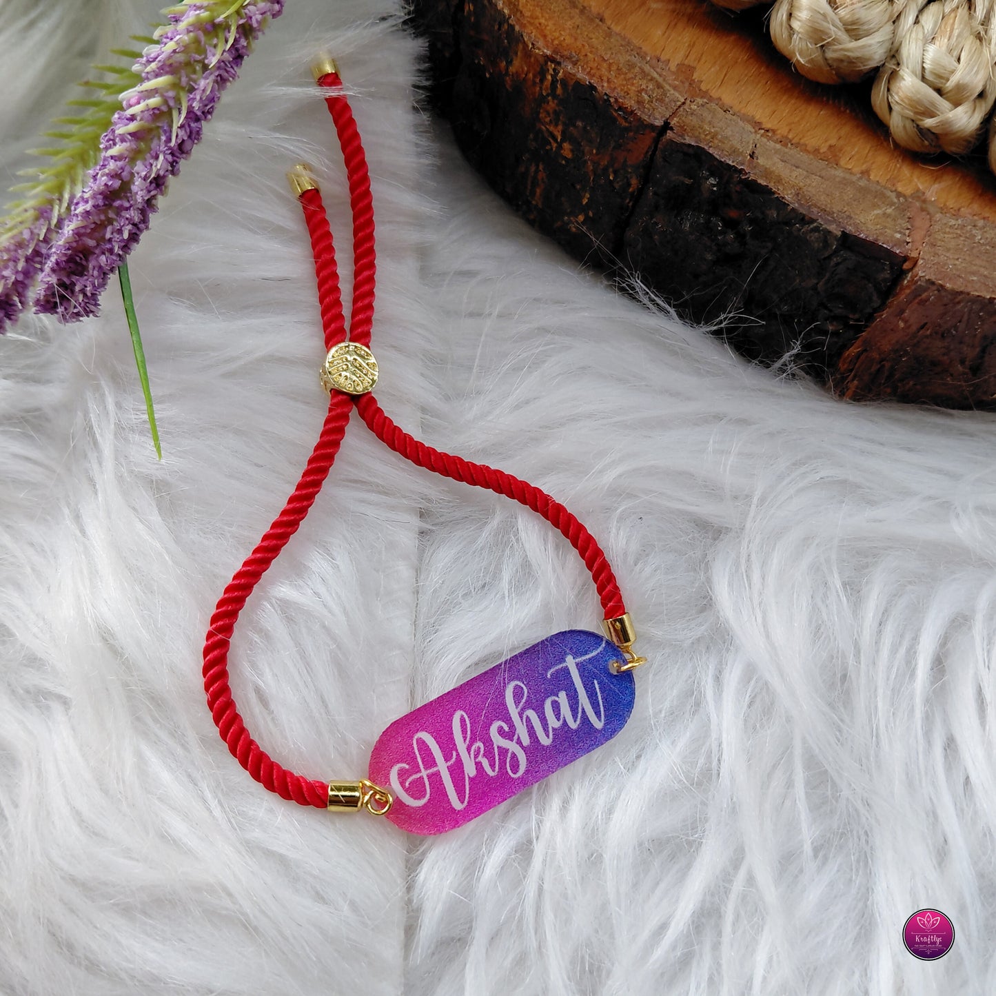 Personalized Acrylic Name Rakhi Premium Bracelet- Custom Name Brother Rakhi