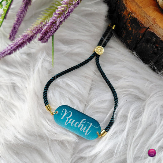 Personalized Acrylic Name Rakhi Premium Bracelet- Custom Name Brother Rakhi