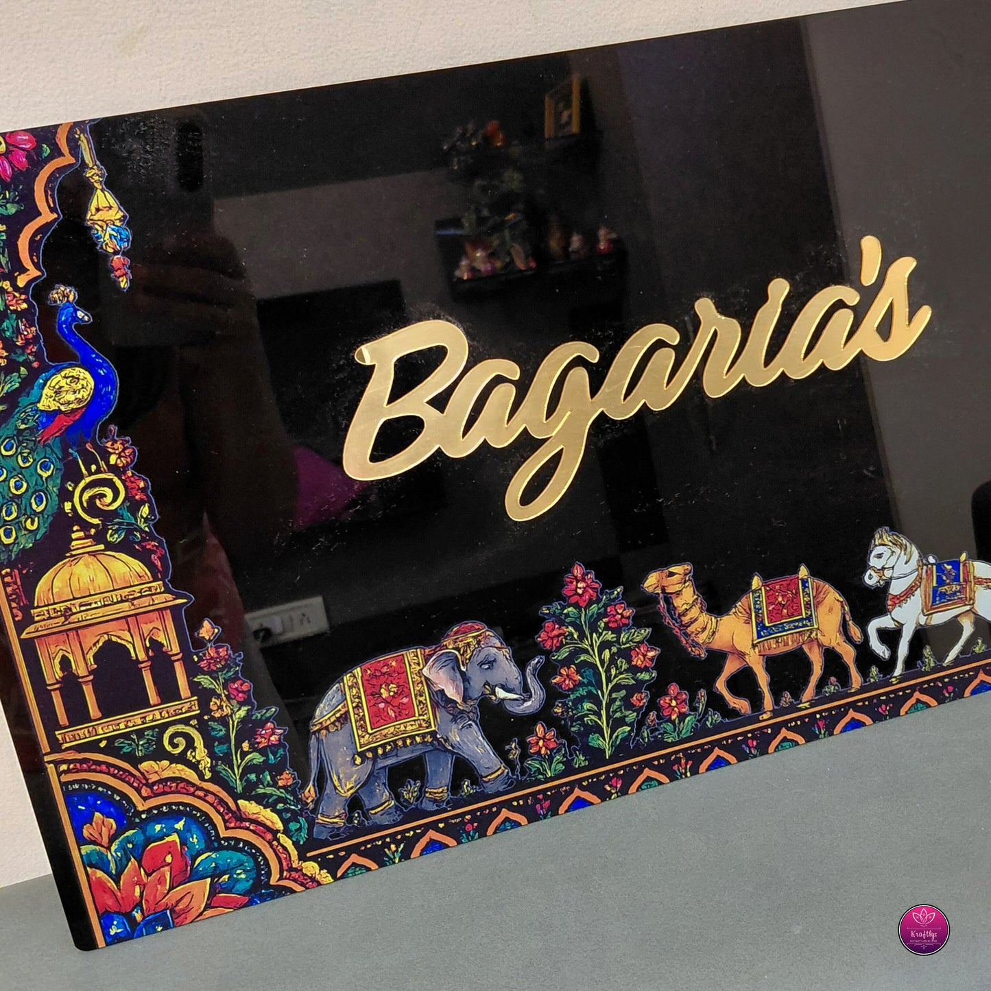 Custom Royal Rajasthani Acrylic Name Plate for Home | Personalized Nameplate