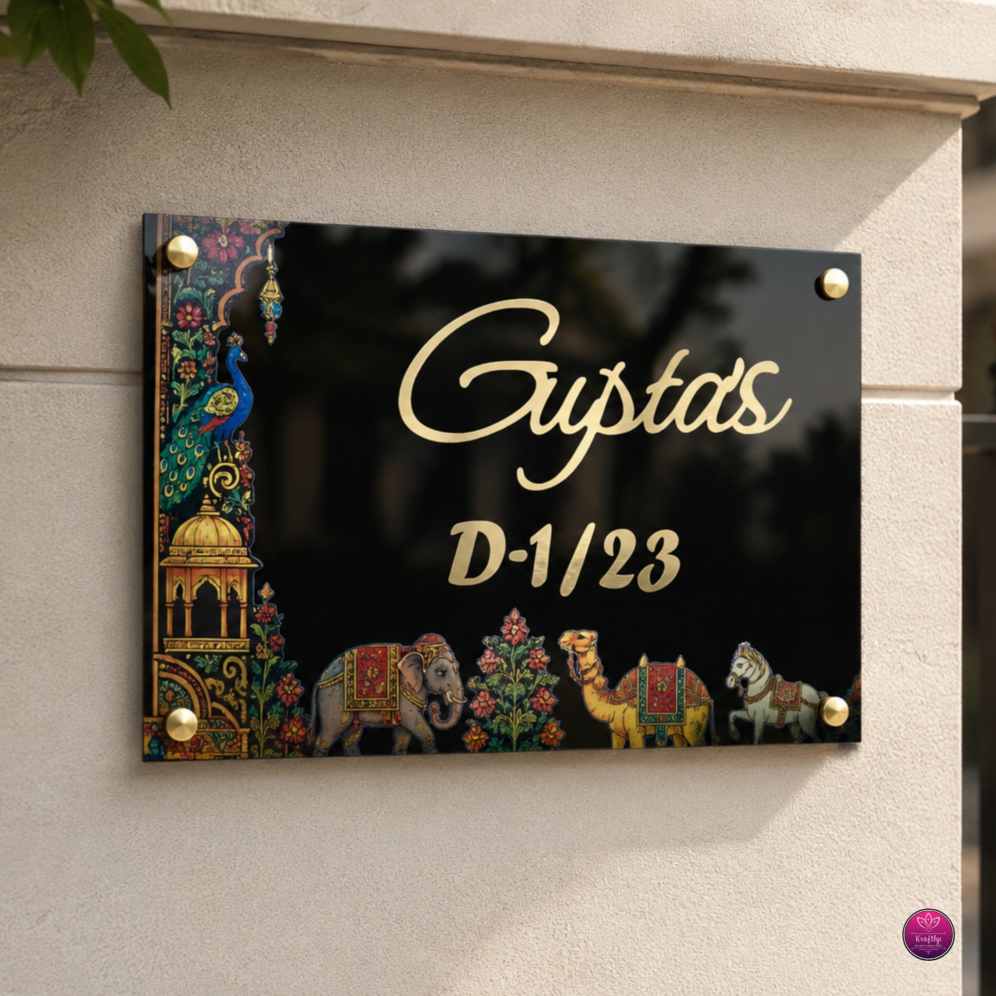 Custom Royal Rajasthani Acrylic Name Plate for Home | Personalized Nameplate
