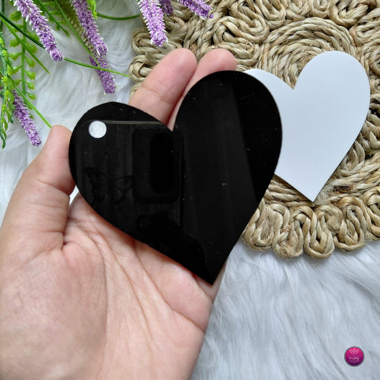 Acrylic Keychain Blanks - Premium DIY Transparent, Black & White Keychain