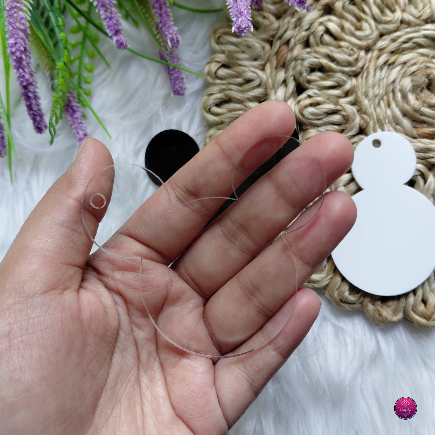 Acrylic Keychain Blanks - Premium DIY Transparent, Black & White Keychain