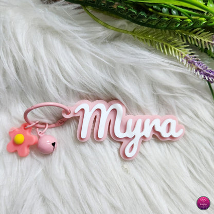 Personalized Floral Name Bag Charms for Kids
