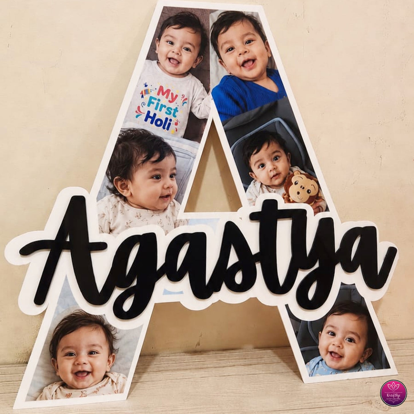 Personalized Alphabet Name Acrylic Photo Collage | Custom Initial Photo Frame